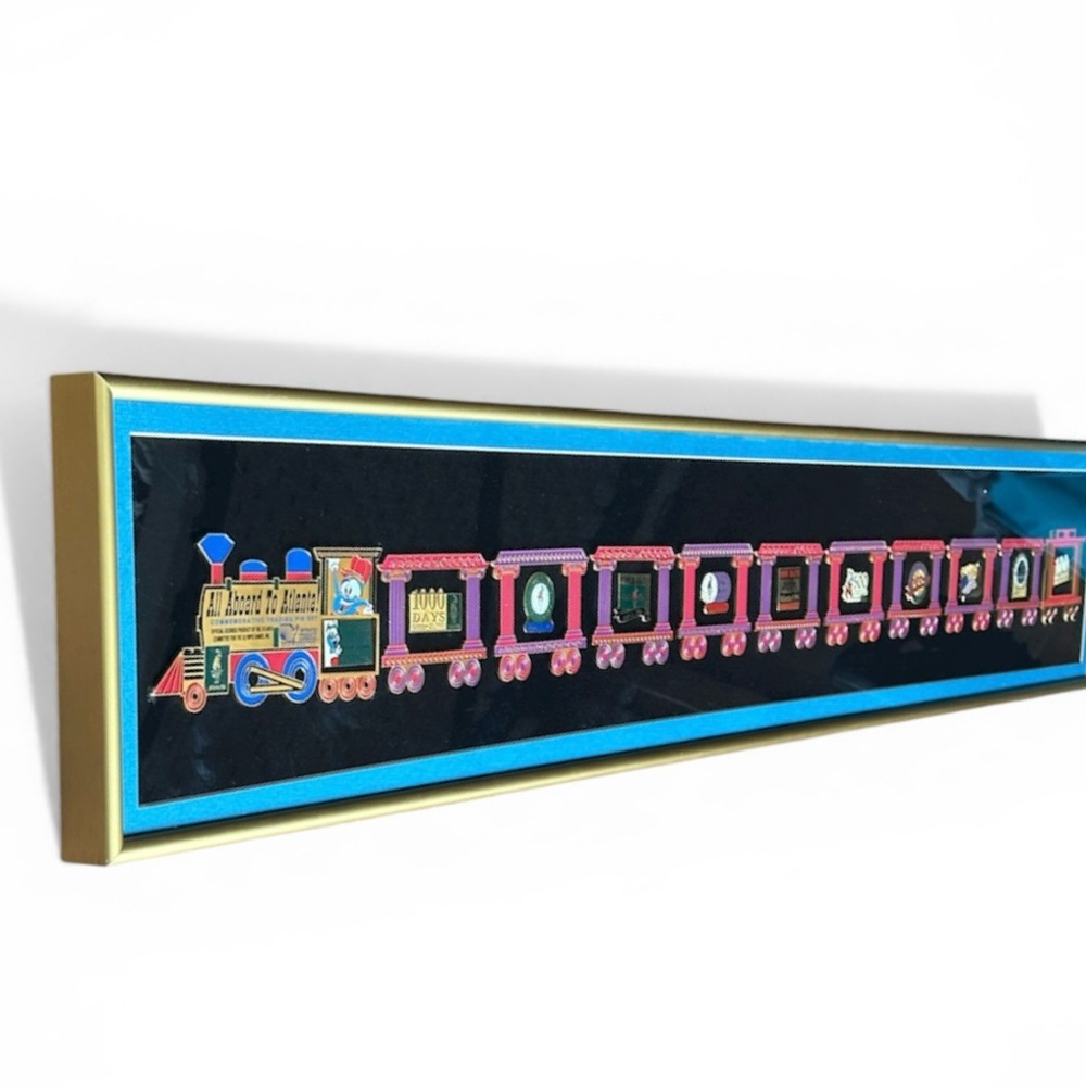 1996 All Aboard To Atlanta Olympics Framed Train Commemorative Trading Pin Set